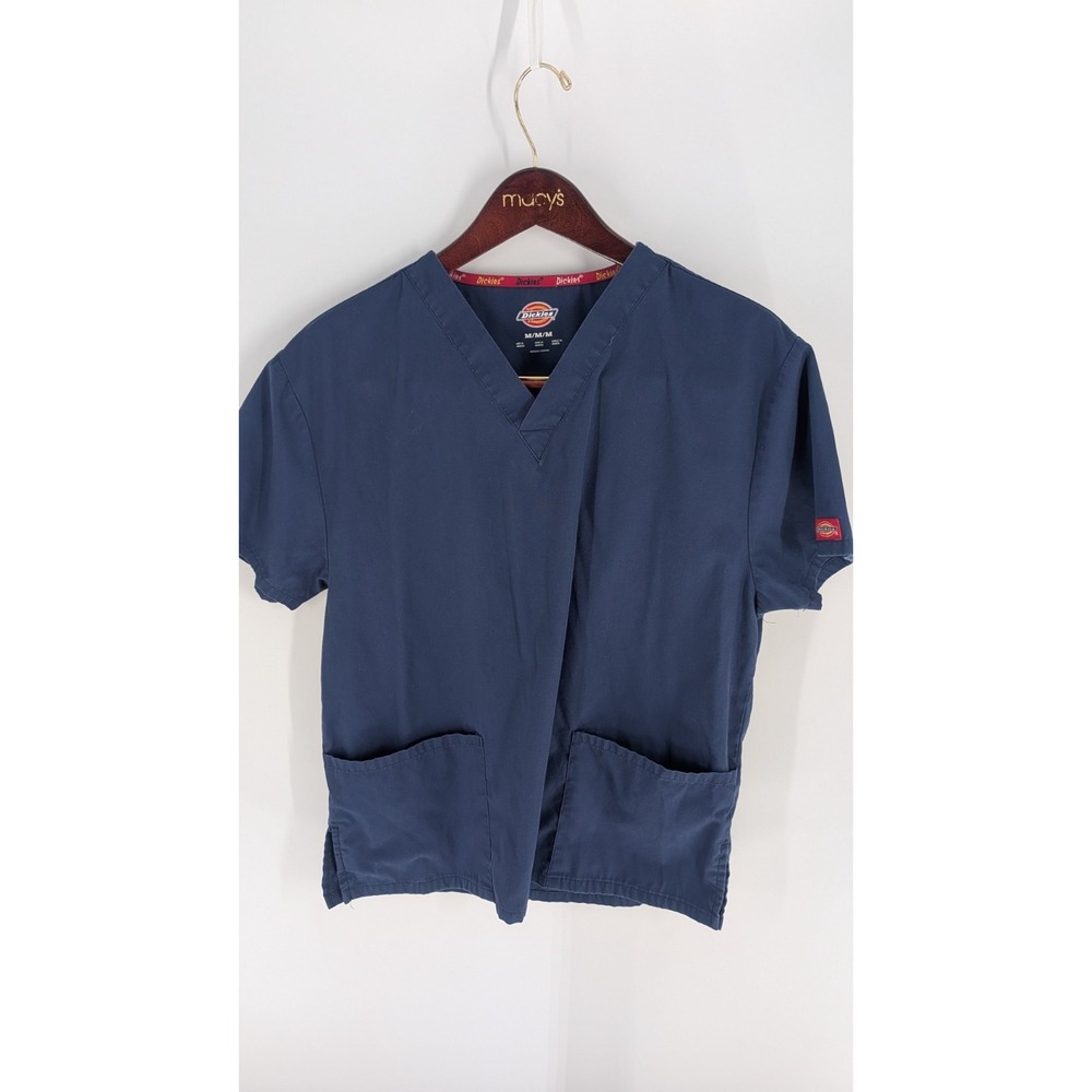 Dickies Medical Workwear V-Neck Pockets Pullover‎ Scrub Top Navy Blue Size M